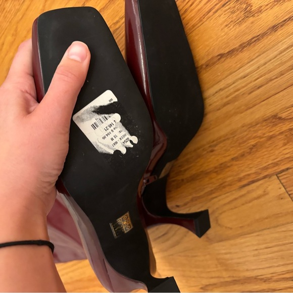 New Jeffrey Campbell checkmate knee high kitten heel boots in cowboy red - Picture 8 of 8